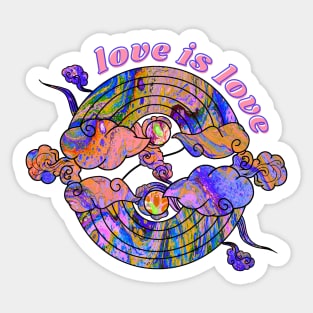 Love is Love Rainbows - Pink Rainbow Tie-Dye Sticker